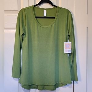NWT LuLaRoe Lynnae Warm Green Long Sleeve Knit T Size Medium